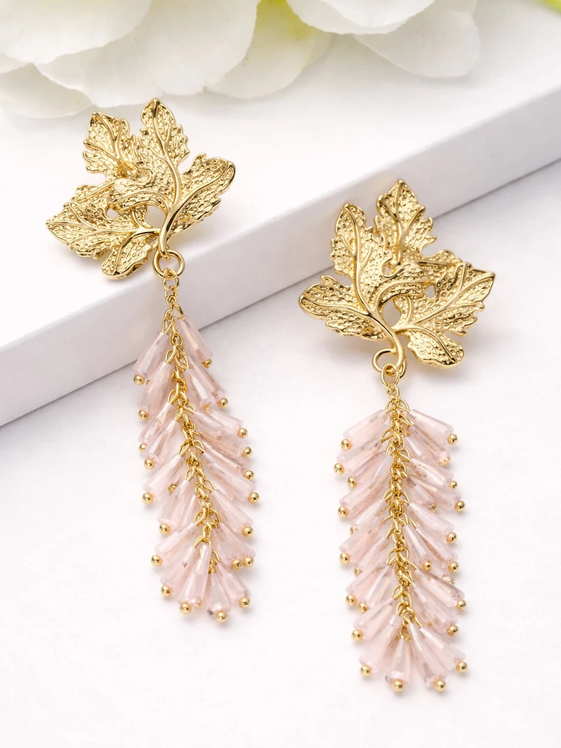 AGP PARIS Womens Leaf Branch Drop Earrings
