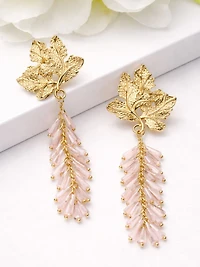 AGP PARIS Womens Leaf Branch Drop Earrings