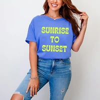 Simply Sage Market - Sunrise To Sunset Puff Print Women's Garment Dyed Graphic T-Shirt