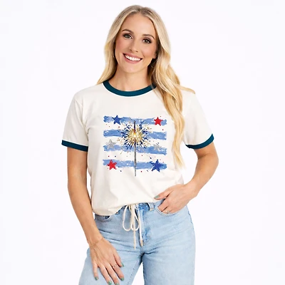 Simply Sage Market - Women's Ringer Graphic T-Shirt Sparkler Stripes