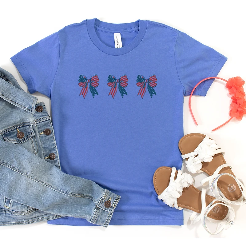 The Juniper Shop - Patriotic Bows Row Youth Short Sleeve Graphic T-Shirt