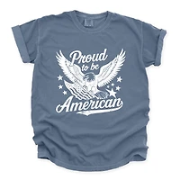 Simply Sage Market - Proud To Be American Distressed Eagle Men's Garment Dyed Graphic T-shirt