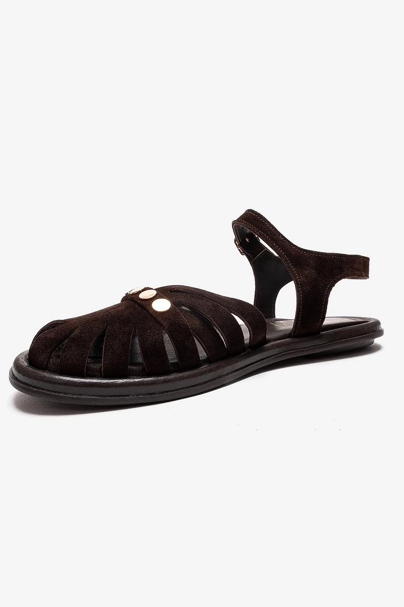 Forever & Always Womens Chiela Leather Ankle Strap Sandals