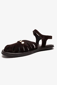 Forever & Always Womens Chiela Leather Ankle Strap Sandals