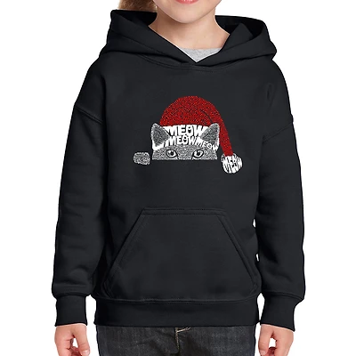 LA Pop Art Girls Word Hoodie - Christmas Peeking Cat