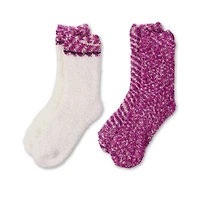MeMoi 2 Pair Women's FuzzBlend Cozy Collection Crew Socks