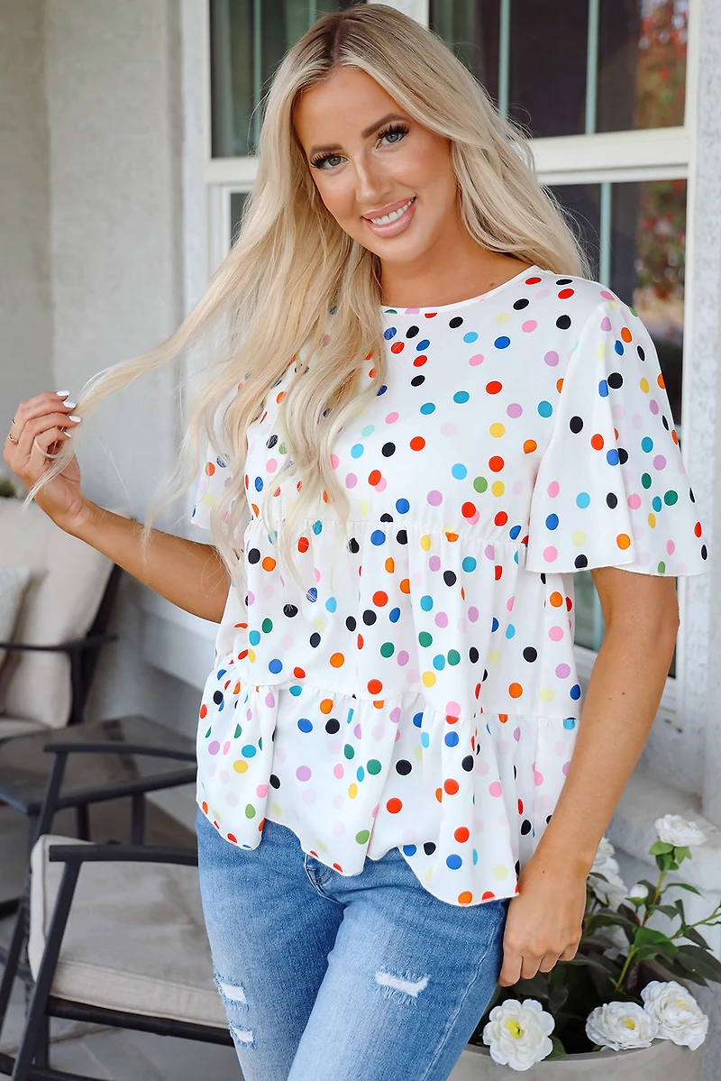 Threaded Pear Women's Keira Polka Dot Babydoll Blouse