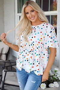 Threaded Pear Women's Keira Polka Dot Babydoll Blouse