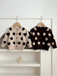 MyKids-USA Children Polka Dot Knitted Cardigan for Spring