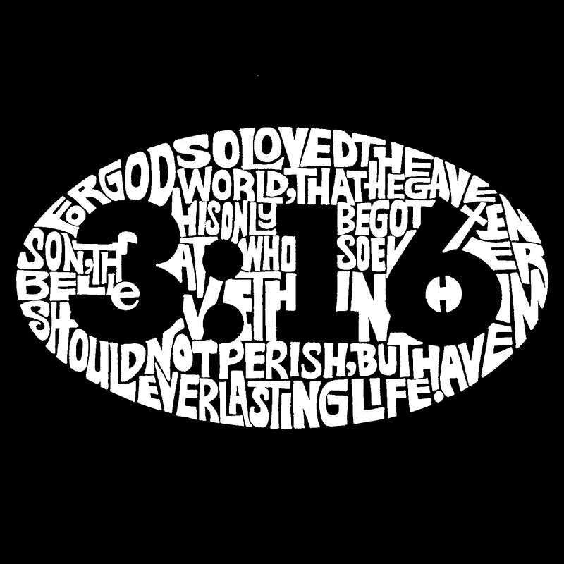 LA Pop Art Men's John 3:16 Word T-Shirt - 100% Cotton, Crew Neck, Short Sleeve
