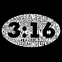 LA Pop Art Men's John 3:16 Word T-Shirt - 100% Cotton, Crew Neck, Short Sleeve