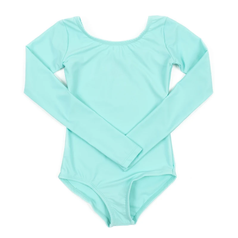 Leveret Girls Long Sleeve Bright Solid Stretch Dance Leotard