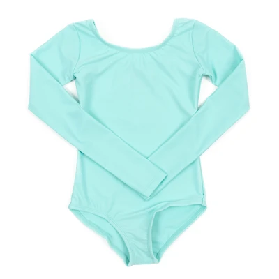 Leveret Girls Long Sleeve Bright Solid Stretch Dance Leotard