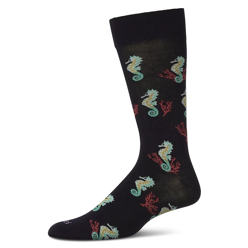 MeMoi Men's Seahorses Rayon from Bamboo Crew Socks