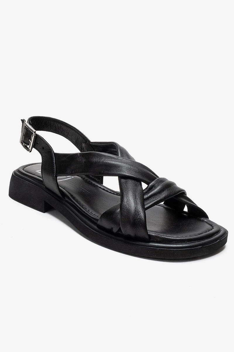 Forever & Always Womens Frand Leather Crisscross Strap Sandals