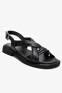 Forever & Always Womens Frand Leather Crisscross Strap Sandals