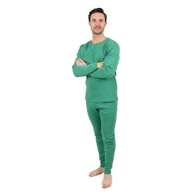 Leveret Mens 2-pc. Classic Solid Long Sleeve Cotton Snug Fit Pajamas