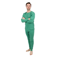 Leveret Mens 2-pc. Classic Solid Long Sleeve Cotton Snug Fit Pajamas