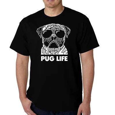 LA Pop Art Men's Pug Life Word T-Shirt
