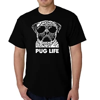 LA Pop Art Men's Pug Life Word T-Shirt