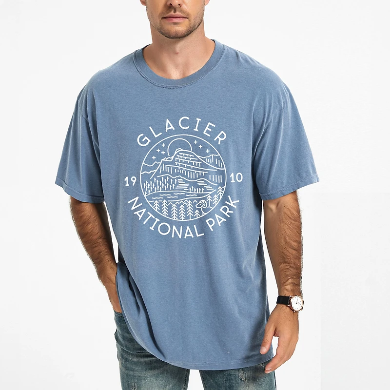 Simply Sage Market - Glacier National Park Men's Garment Dyed Graphic T-Shirt