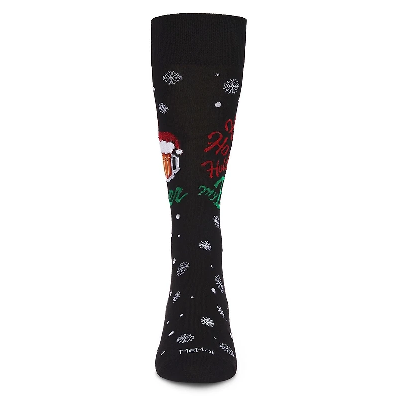 MeMoi Men's Ho Ho Hold My Beer Holiday Novelty Crew Socks