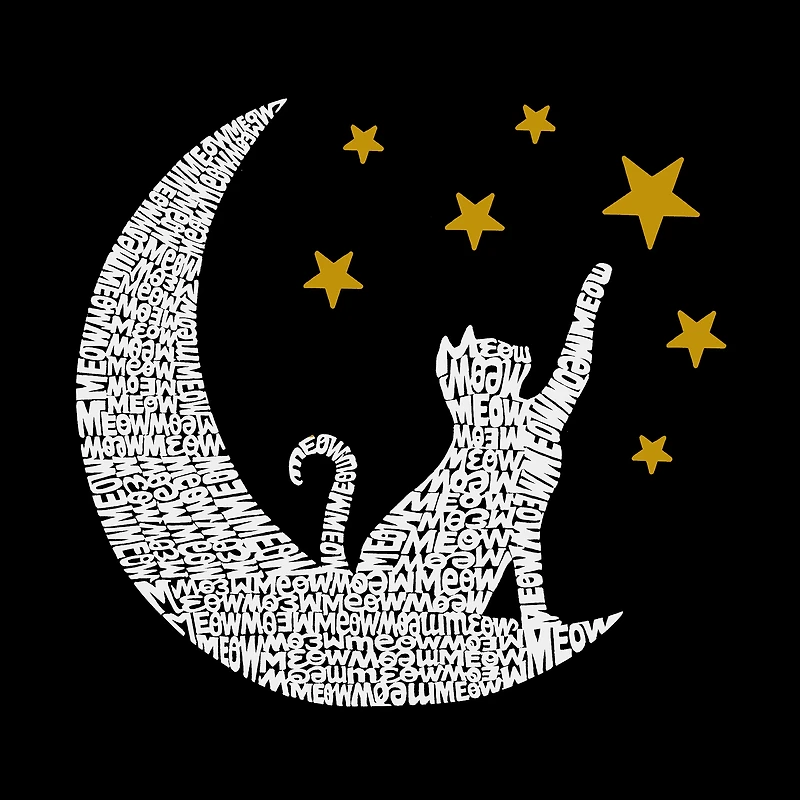 LA Pop Art Cat Moon - Women's Word Crewneck Sweatshirt