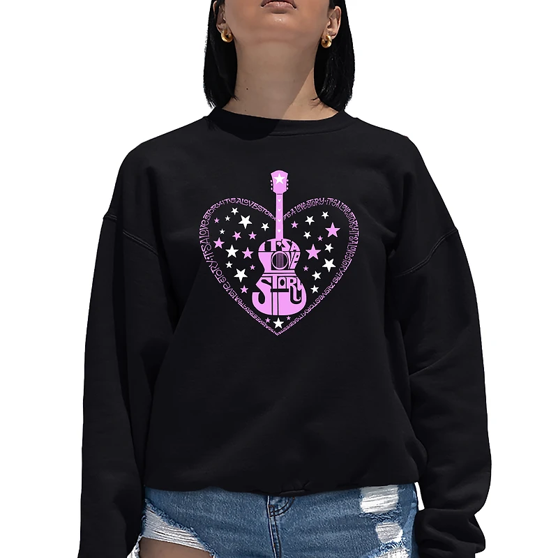 LA Pop Art It's A Love Story - Women's Word Crewneck Sweatshirt