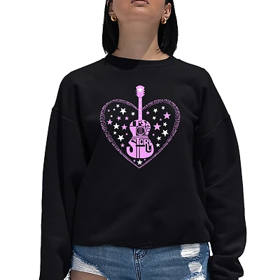 LA Pop Art It's A Love Story - Women's Word Crewneck Sweatshirt