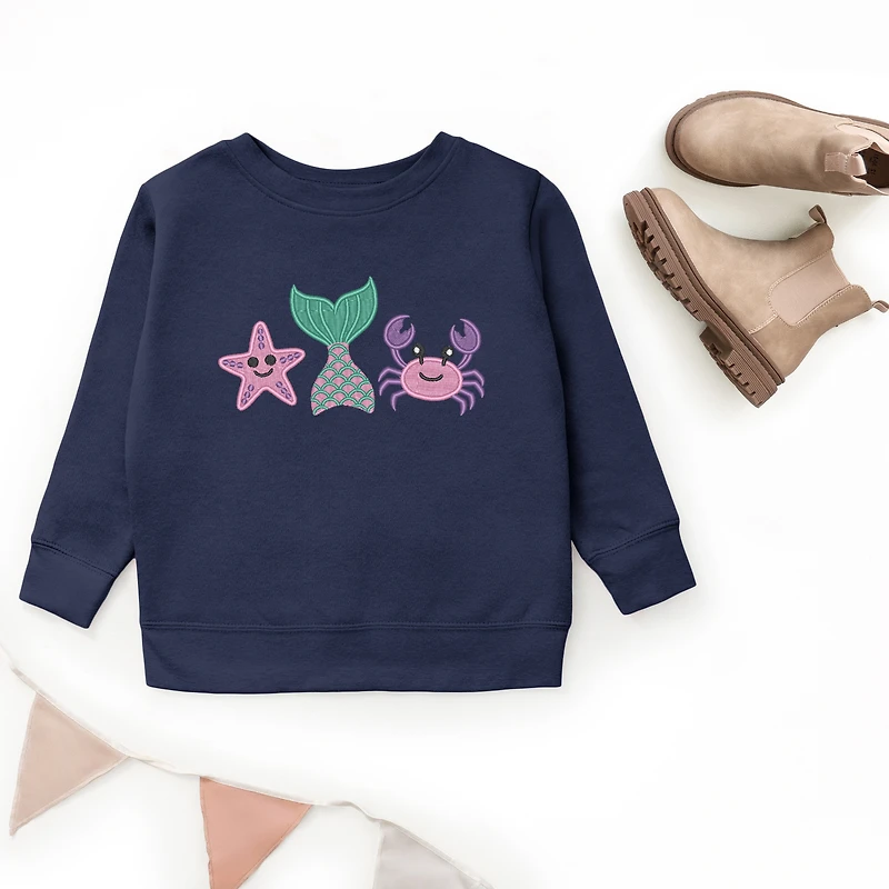 The Juniper Shop - Embroidered Crab Starfish Tail Youth Graphic Sweatshirt