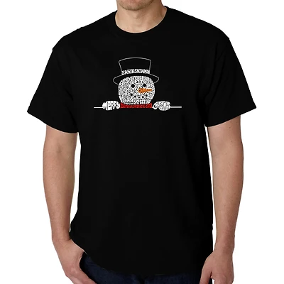 LA Pop Art Men's Word T-Shirt - Peeking Snowman