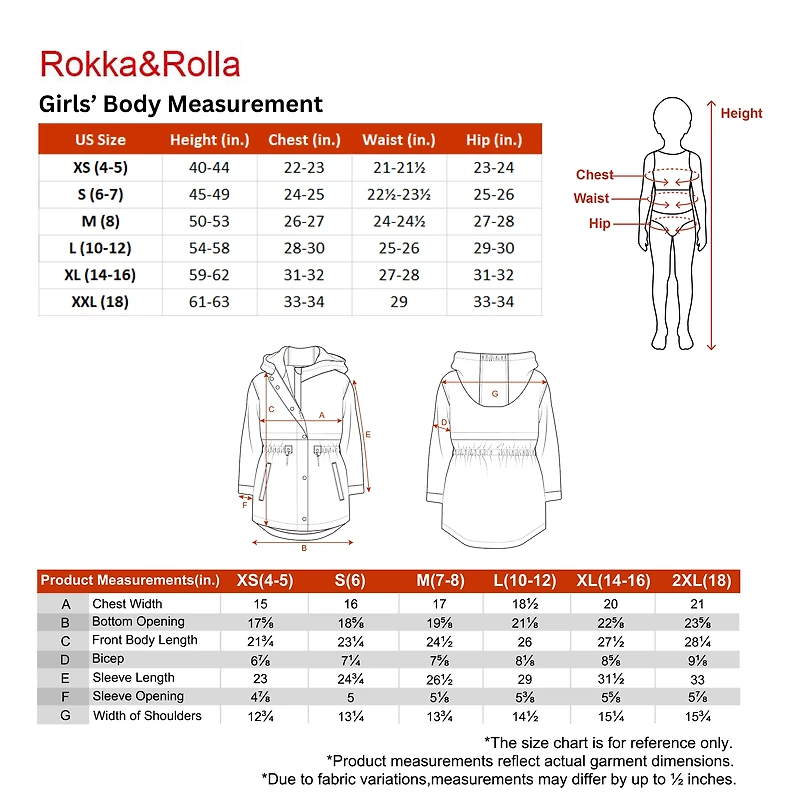 Rokka&Rolla Little & Big Kid Girls Casual Hooded Trench Coat Jacket