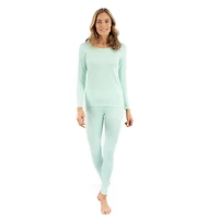 Leveret Women's Classic Solid Thermal Pajama Set
