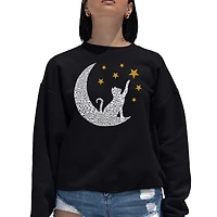 LA Pop Art Cat Moon - Women's Word Crewneck Sweatshirt
