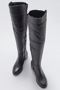 Forever & Always Womens Cassie Leather Knee High Boot