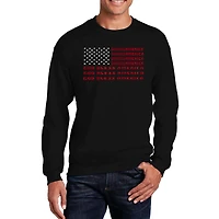 LA Pop Art God Bless America - Mens Word Crew Sweatshirt