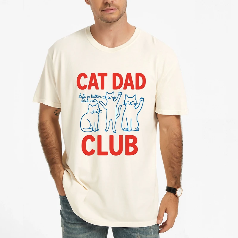 Simply Sage Market - Cat Dad Club Outline Men's Garment Dyed Graphic T-Shirt