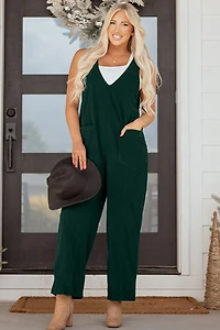 Threaded Pear Women's Elle Corduroy Patched Sleeveless Jumpsuit