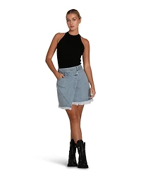 Belle & Bloom Womens Dance With Me Denim Mini Skirt