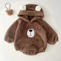 Mykids-usa Baby Bear Embroidered Pattern Soft Bodysuits In Autumn