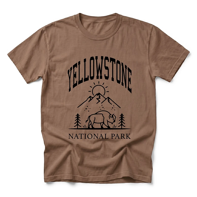 Simply Sage Market - Yellowstone National Park Mountain Men's Garment Dyed Graphic T-Shirt