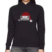 LA Pop Art Christmas Peeking Cat - Women's Word Hooded Sweatshirt