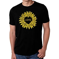 LA Pop Art Men's Cotton/Poly Blend Word T-Shirt - Sunflower Love