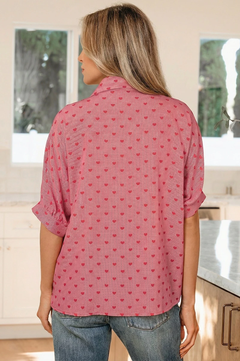 Threaded Pear Women's Charlie Sleeve Loose Valentine Shirt