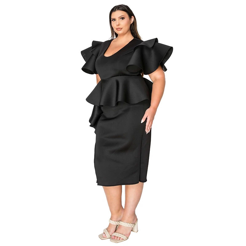 L I V D Women's Plus Kira Neoprene Peplum Dress