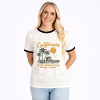 Simply Sage Market - California Surf, Sand & Sun Women's Ringer Graphic T-Shirt