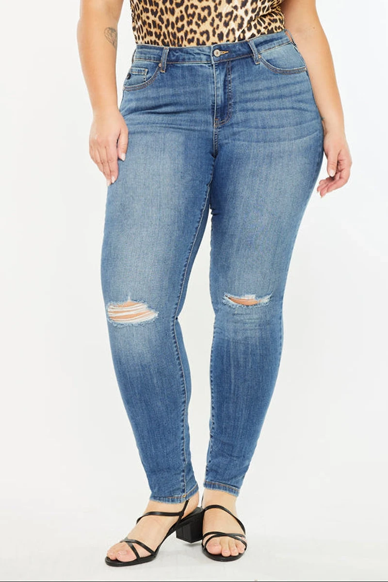 KanCan Women's Plus Mid Rise Super Skinny Sharon Jeans