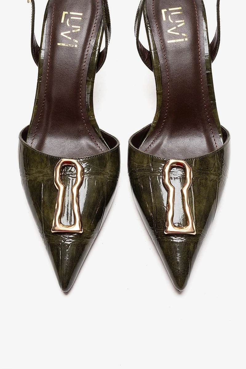 Prologue Shoes Womens Yvella Buckle Pointed Toe Stiletto Pump