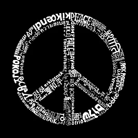 LA Pop Art Men's Cotton/Poly Blend T-Shirt - THE WORD PEACE 77 LANGUAGES