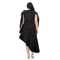 L I V D Women's Plus Kaskade Ruffled Neoprene Dress